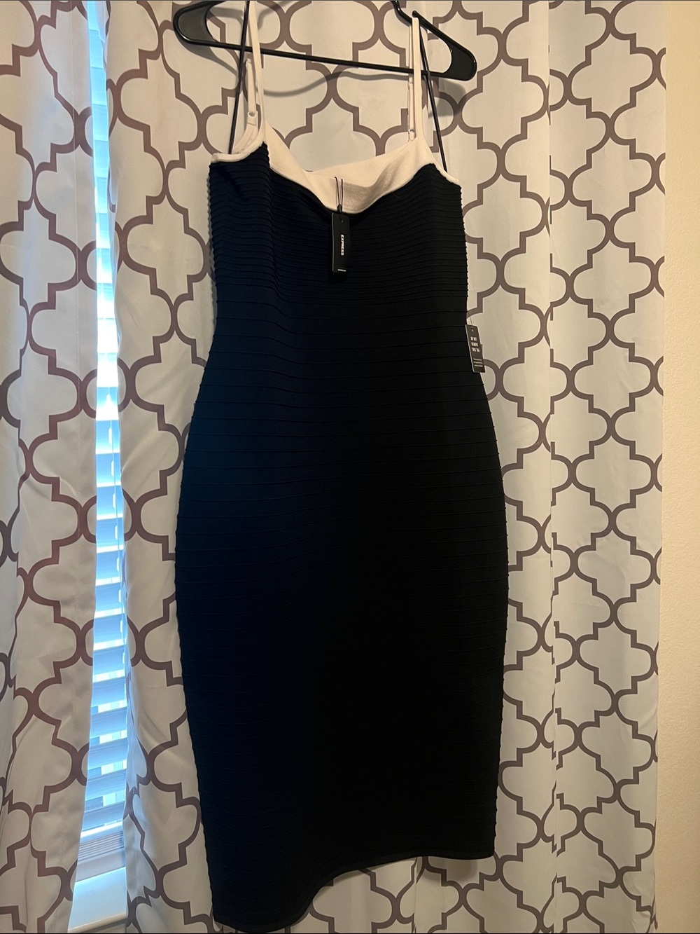 Express Black and White Midi Bodycon Dress